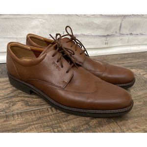 ECCO Brown Oxford Wingtip Dress Shoes‎ Size 47 US Sz 13/13.5 Comfort Shoe